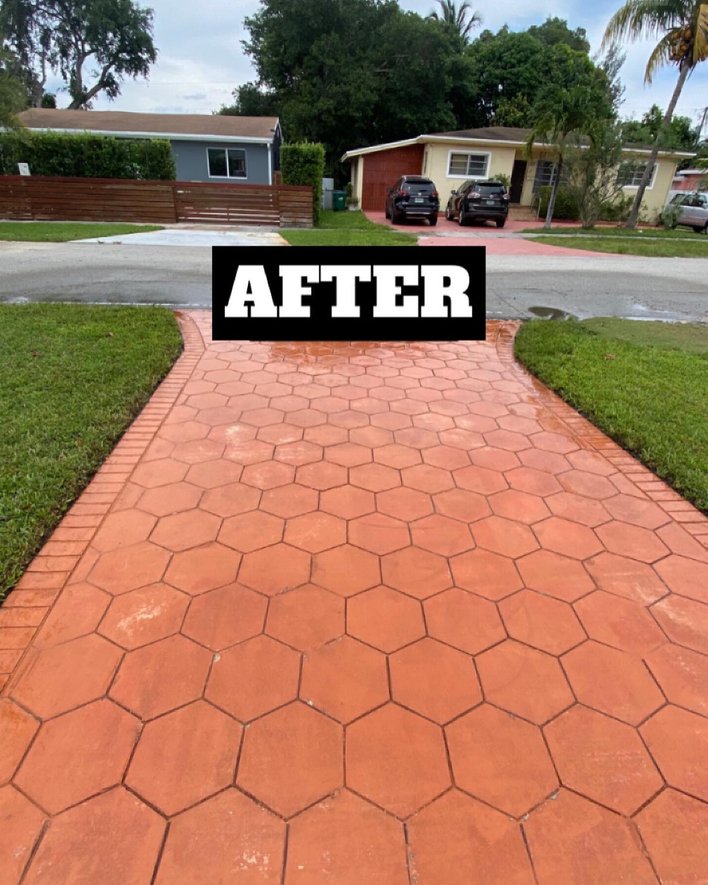 Paver Driveway after cleaning by Gabo Pressure Cleaning
