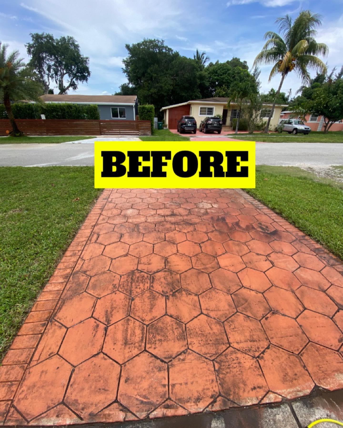 Paver Driveway before cleaning